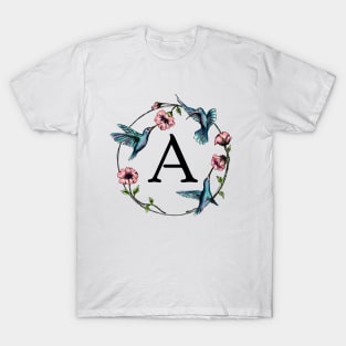 Monogram Frame Hummingbirds Letter A T-Shirt